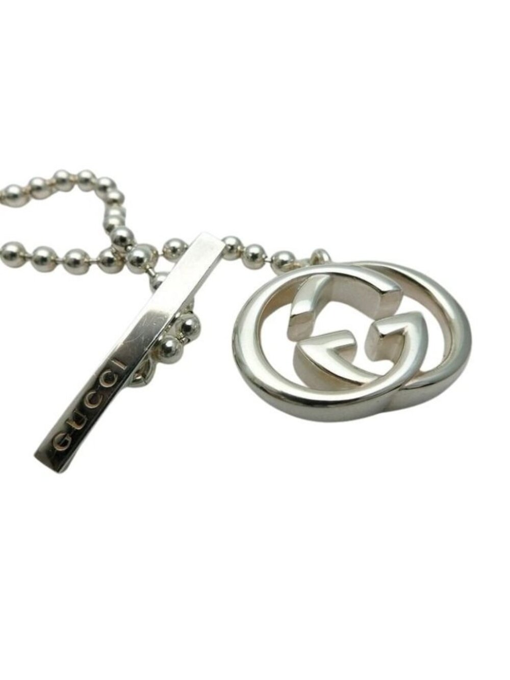Gucci Necklace Interlocking Ball Chain Silver Choker - Picture 7 of 8